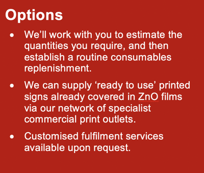 Options for Anti-viral Zinc Oxide PPE Film